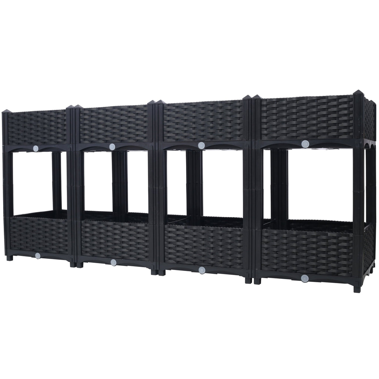 63"x15.7"x27.7" Elevated Planter Garden Box with Drainage Plug Raised Beds for Vegetable/Flower/Herb Outdoor Standing Gardening Kit - Black - Fab Heavy Parts