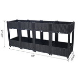 63"x15.7"x27.7" Elevated Planter Garden Box with Drainage Plug Raised Beds for Vegetable/Flower/Herb Outdoor Standing Gardening Kit - Black - Fab Heavy Parts
