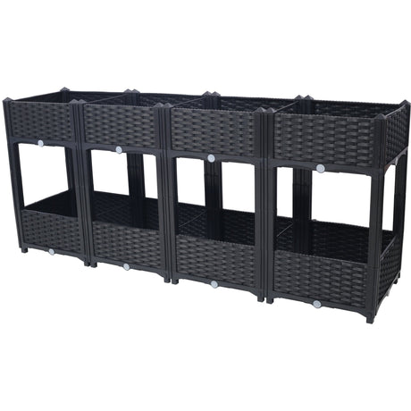 63"x15.7"x27.7" Elevated Planter Garden Box with Drainage Plug Raised Beds for Vegetable/Flower/Herb Outdoor Standing Gardening Kit - Black - Fab Heavy Parts