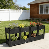 63"x15.7"x27.7" Elevated Planter Garden Box with Drainage Plug Raised Beds for Vegetable/Flower/Herb Outdoor Standing Gardening Kit - Black - Fab Heavy Parts