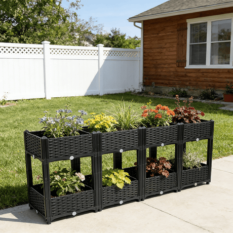 63"x15.7"x27.7" Elevated Planter Garden Box with Drainage Plug Raised Beds for Vegetable/Flower/Herb Outdoor Standing Gardening Kit - Black - Fab Heavy Parts