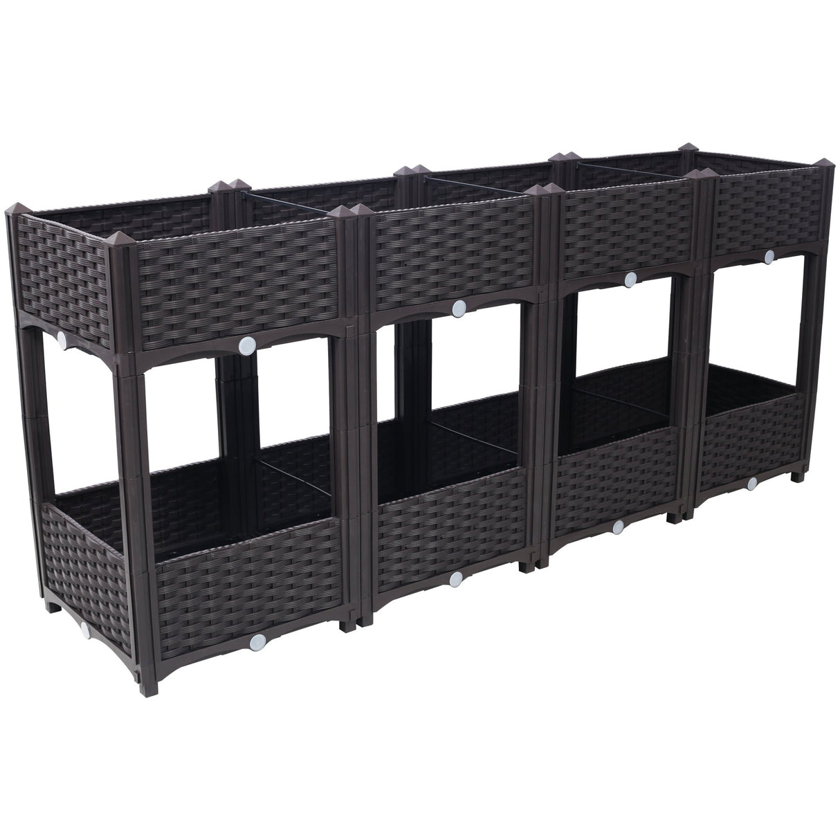 63"x15.7"x27.7" Elevated Planter Garden Box with Drainage Plug Raised Beds for Vegetable/Flower/Herb Outdoor Standing Gardening Kit - Brown - Fab Heavy Parts