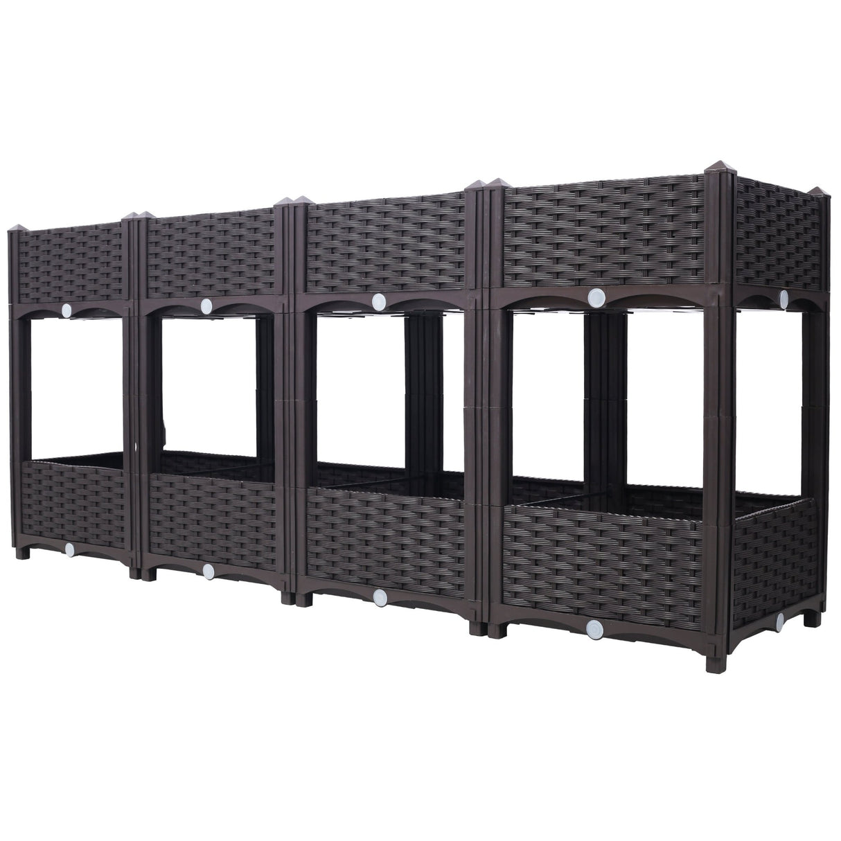 63"x15.7"x27.7" Elevated Planter Garden Box with Drainage Plug Raised Beds for Vegetable/Flower/Herb Outdoor Standing Gardening Kit - Brown - Fab Heavy Parts