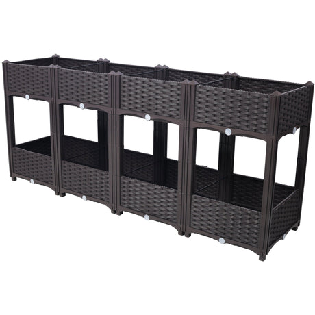 63"x15.7"x27.7" Elevated Planter Garden Box with Drainage Plug Raised Beds for Vegetable/Flower/Herb Outdoor Standing Gardening Kit - Brown - Fab Heavy Parts