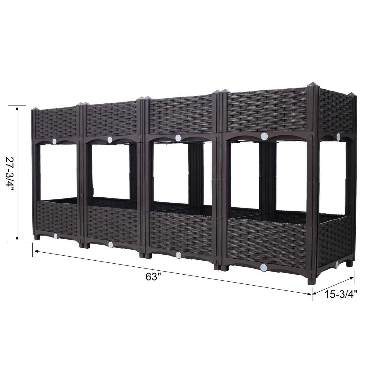 63"x15.7"x27.7" Elevated Planter Garden Box with Drainage Plug Raised Beds for Vegetable/Flower/Herb Outdoor Standing Gardening Kit - Brown - Fab Heavy Parts