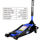 6600 Lbs Hydraulic Low Profile and Steel Racing Floor Jack with Dual Piston Quick Lift Pump Blue Lifting Range 3.3" - 18.5" - Fab Heavy Parts