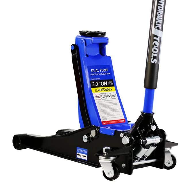 6600 Lbs Hydraulic Low Profile and Steel Racing Floor Jack with Dual Piston Quick Lift Pump Blue Lifting Range 3.3" - 18.5" - Fab Heavy Parts
