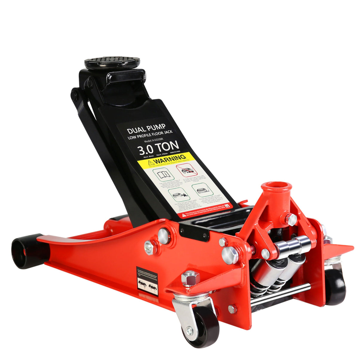 6600 Lbs Hydraulic Low Profile and Steel Racing Floor Jack with Dual Piston Quick Lift Pump Lifting Range 3.3" - 18.5" - Fab Heavy Parts