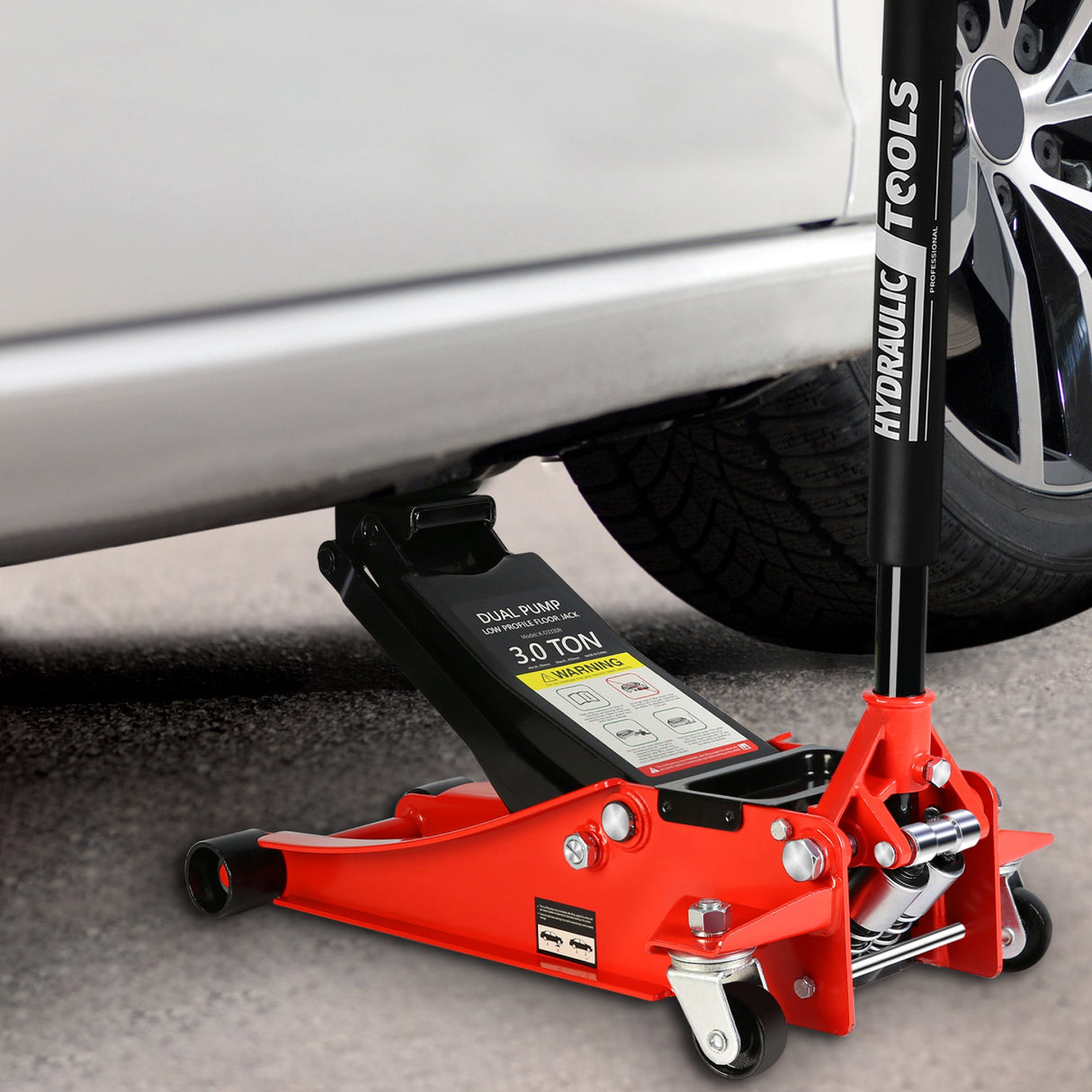 6600 Lbs Hydraulic Low Profile and Steel Racing Floor Jack with Dual Piston Quick Lift Pump Lifting Range 3.3" - 18.5" - Fab Heavy Parts