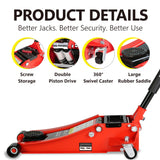 6600 Lbs Hydraulic Low Profile and Steel Racing Floor Jack with Dual Piston Quick Lift Pump Lifting Range 3.3" - 18.5" - Fab Heavy Parts