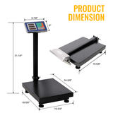 660lbs Weight Computing Digital Scale Floor Platform 0.1 lbs Accuracy with LB/KG Tare Price Calculator - Black - Fab Heavy Parts