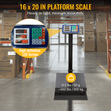 660lbs Weight Computing Digital Scale Floor Platform 0.1 lbs Accuracy with LB/KG Tare Price Calculator - Black - Fab Heavy Parts