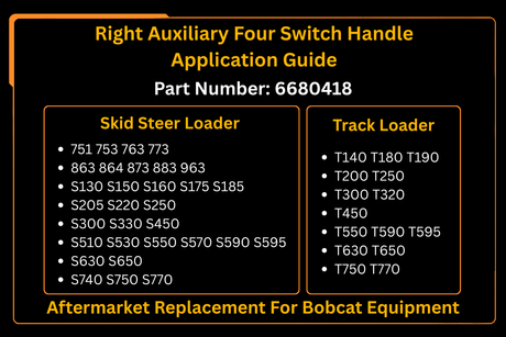 6680418 Right Auxiliary Four Switch Handle Aftermarket Replacement For Bobcat S185 S175 S130 - Fab Heavy Parts