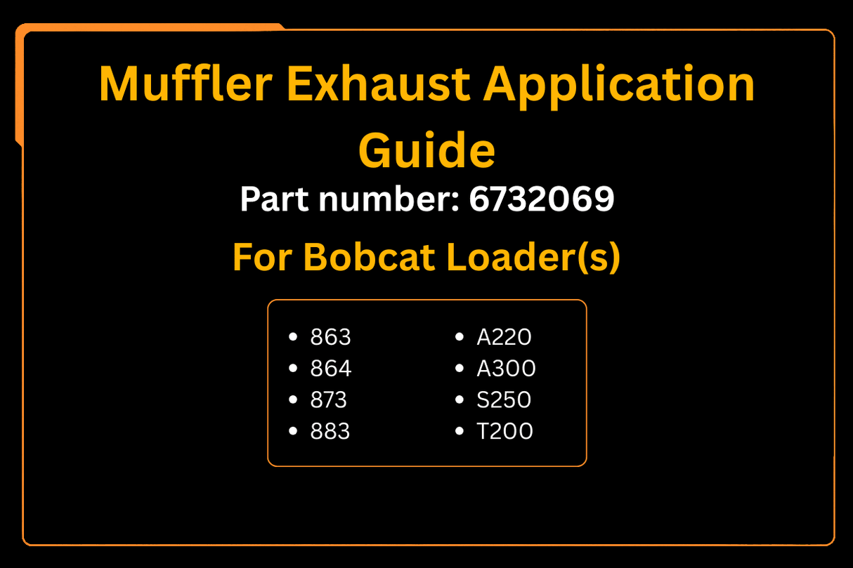 6732069, Muffler Exhaust Aftermarket Replacement For Bobcat Loader 863, 864, 873, 883, A220, A300, S250, T200 - Fab Heavy Parts