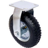 4 STK 8IN Hjul pneumatisk dekk (2 STK svingbar + 2 STK stiv) Hjul Svingplate stålnav med kulelager 5/8-tommers boring sentrert aksel svart