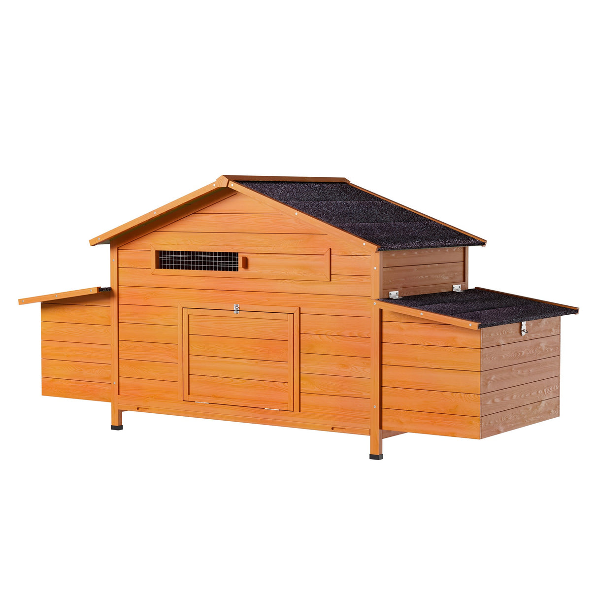 67.7“ Large Wooden Ventilated Chicken Coop with Nesting Box Perch & Pull - Out Tray Waterproof Roof Secure Lock - Fab Heavy Parts