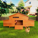 67.7“ Large Wooden Ventilated Chicken Coop with Nesting Box Perch & Pull - Out Tray Waterproof Roof Secure Lock - Fab Heavy Parts