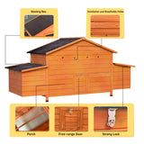 67.7“ Large Wooden Ventilated Chicken Coop with Nesting Box Perch & Pull - Out Tray Waterproof Roof Secure Lock - Fab Heavy Parts