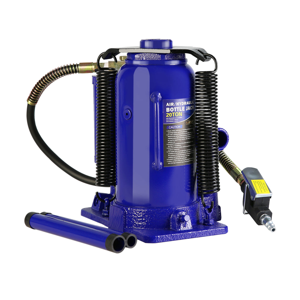20 Ton Pneumatic Air Hydraulic Bottle Jack with Manual Hand Pump--Blue