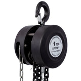 Chain Hoist 2200lbs 1T Capacity 10ft with 2 Heavy Duty Hooks Manual Steel Construction--Black
