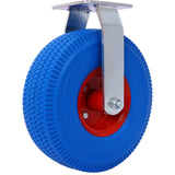 4PCS 10IN X-Large Flat Free Caster Wheel (2PCS Swivel+2PCS Rigid) Swivel Plate Steel Hub with Ball Bearings 5/8-Inch Bore Centered Axle Blue