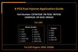 6 inyectores de combustible 7W-7038 7W7038 0R-4124 0R4124 Compatible con motor Caterpillar CAT 3306 3306B Tractor D6H D6D D6R