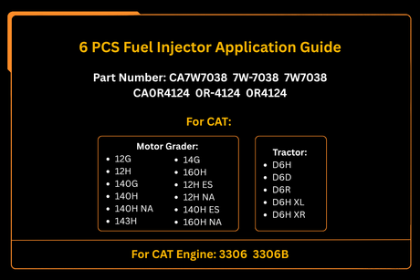6 PCS Fuel Injector 7W-7038 7W7038 0R-4124 0R4124 Fits for Caterpillar CAT Engine 3306 3306B Tractor D6H D6D D6R