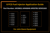 6 PCS Fuel Injector AR39811 AR46846 AR50781 SE501163 Fits for John Deere 3010 3020 4000 4010 4020 4040 4230 500 500C 510 600 660