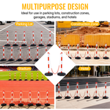 12 Pack Traffic Delineator Post Cones with Fillable Base Adjustable Safety Barrier with 5Ft Plastic Chain--White+Red