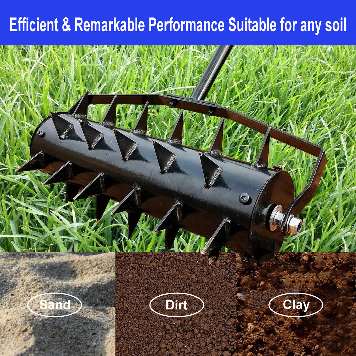 Lawn Aerators Heavy Duty Soil Penetrator Spikes--Black