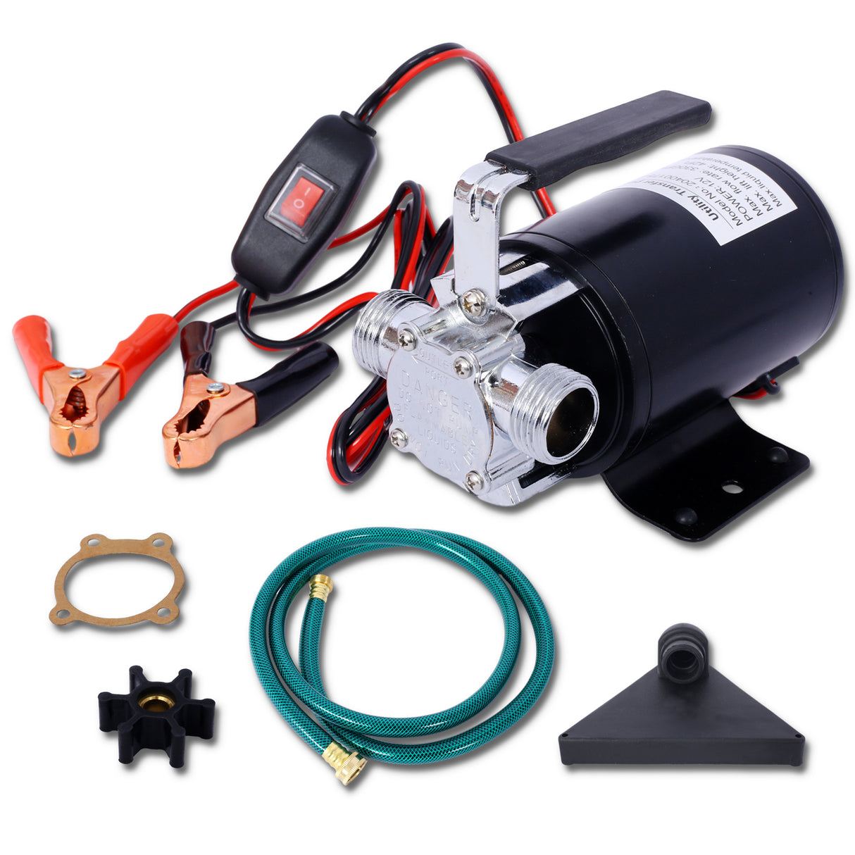 DC 12-Volt 1/10HP 330GPH Battery Powered Mini Portable Electric Utility Sump Transfer Water Pump with Water Hose Kit