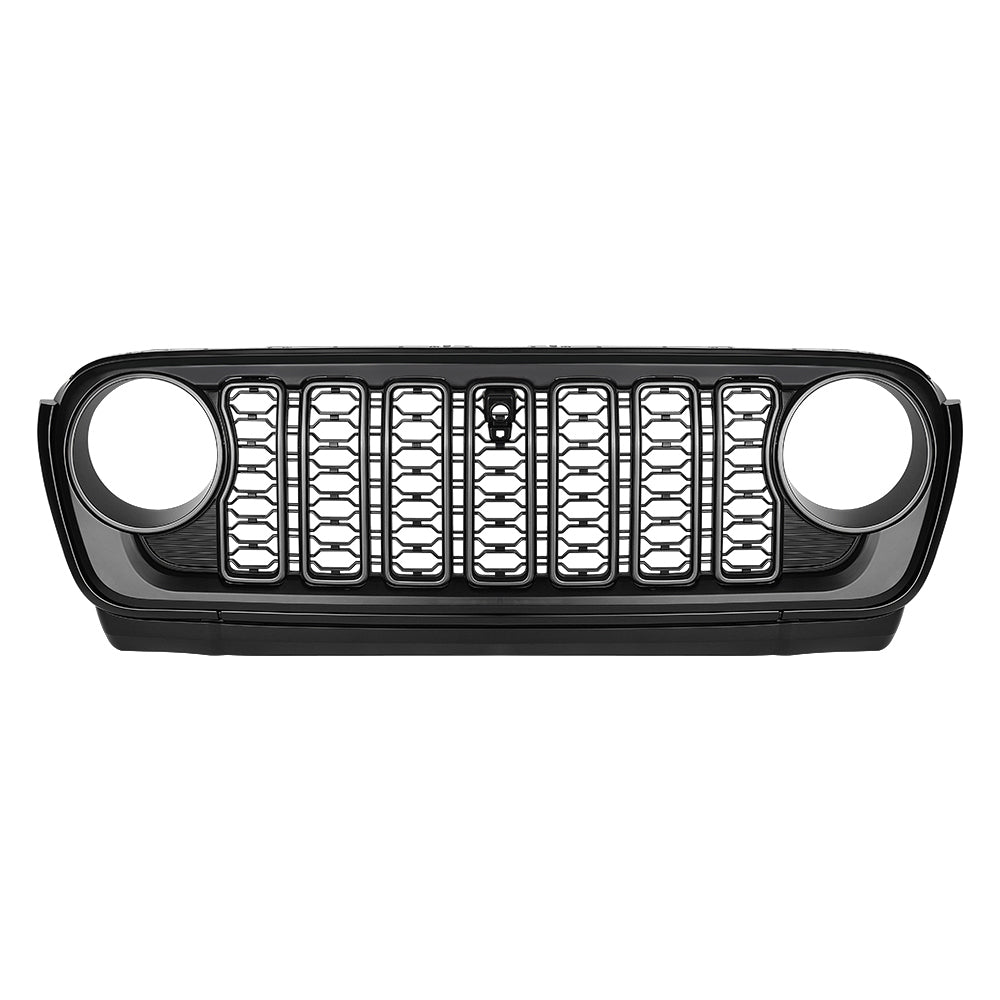 Front Mesh Grille Grid Grill for 2018-2024 Jeep Wrangler Rubicon Sahara Sport JL/JT Grill With Camera Hole Plastic