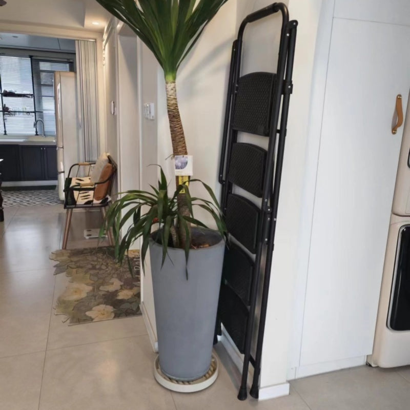 5-Step Ladder Folding Stool with Anti Slip Wide Pedals 300 Lbs Capacity Portable Steel--Black