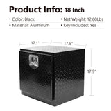 Heavy Duty Aluminum Diamond Plate Tool Underbody Box Waterproof with T-Handle Lock and Keys 17.9"×17.1"×17.9"