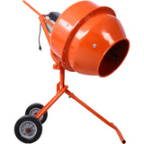 370W Portable Electric Concrete Mixer Cement Mixing Barrow Machine Mortar Handle with Wheel 4.6 cu/ft.--Orange
