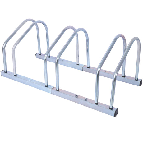 3 Bikes Floor Bike Stand Parking Rack 22-28" Wheel Max Tire Width 2.15" Galvanization