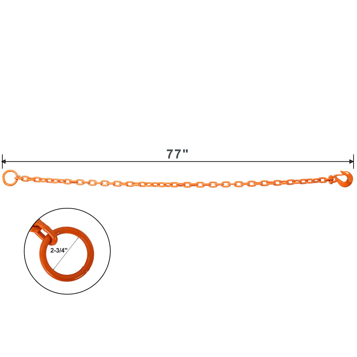 6ft Log Grubber Tugger Chain - Orange - Fab Heavy Parts