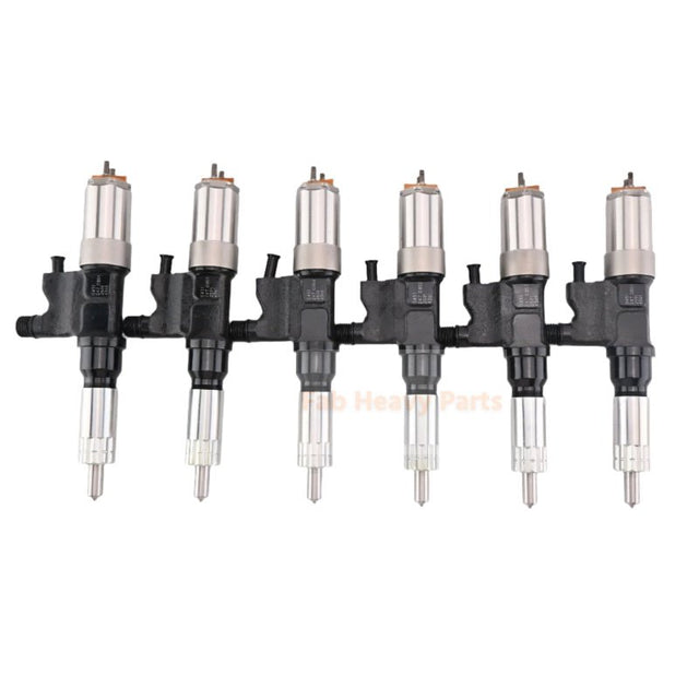 6PCS Fuel Injector 095000 - 0451 Fits for Isuzu Engine 4HK1 6HK1 Truck FTR - Fab Heavy Parts