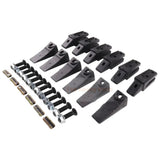 6PCS Mini Excavator Skid Bolt On Bucket Shanks 7107324 Bucket Teeth 6737325 Flex Pins 6737326 & Hardware Aftermarket Replacement For Bobcat Style Mini Excavator Skid Steers - Fab Heavy Parts