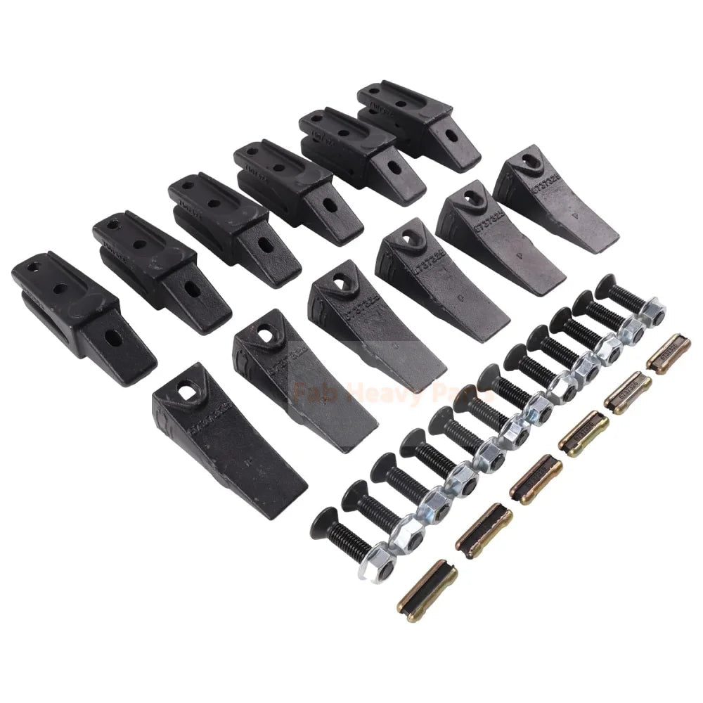 6PCS Mini Excavator Skid Bolt On Bucket Shanks 7107324 Bucket Teeth 6737325 Flex Pins 6737326 & Hardware Aftermarket Replacement For Bobcat Style Mini Excavator Skid Steers - Fab Heavy Parts