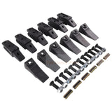6PCS Mini Excavator Skid Bolt On Bucket Shanks 7107324 Bucket Teeth 6737325 Flex Pins 6737326 & Hardware Aftermarket Replacement For Bobcat Style Mini Excavator Skid Steers - Fab Heavy Parts