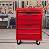 7 - Drawer Rolling Tool Chest Cabinet with Wheels and Cylinder Locking 700 Lbs Capacity Metal - Red - Fab Heavy Parts