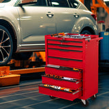 7 - Drawer Rolling Tool Chest Cabinet with Wheels and Cylinder Locking 700 Lbs Capacity Metal - Red - Fab Heavy Parts
