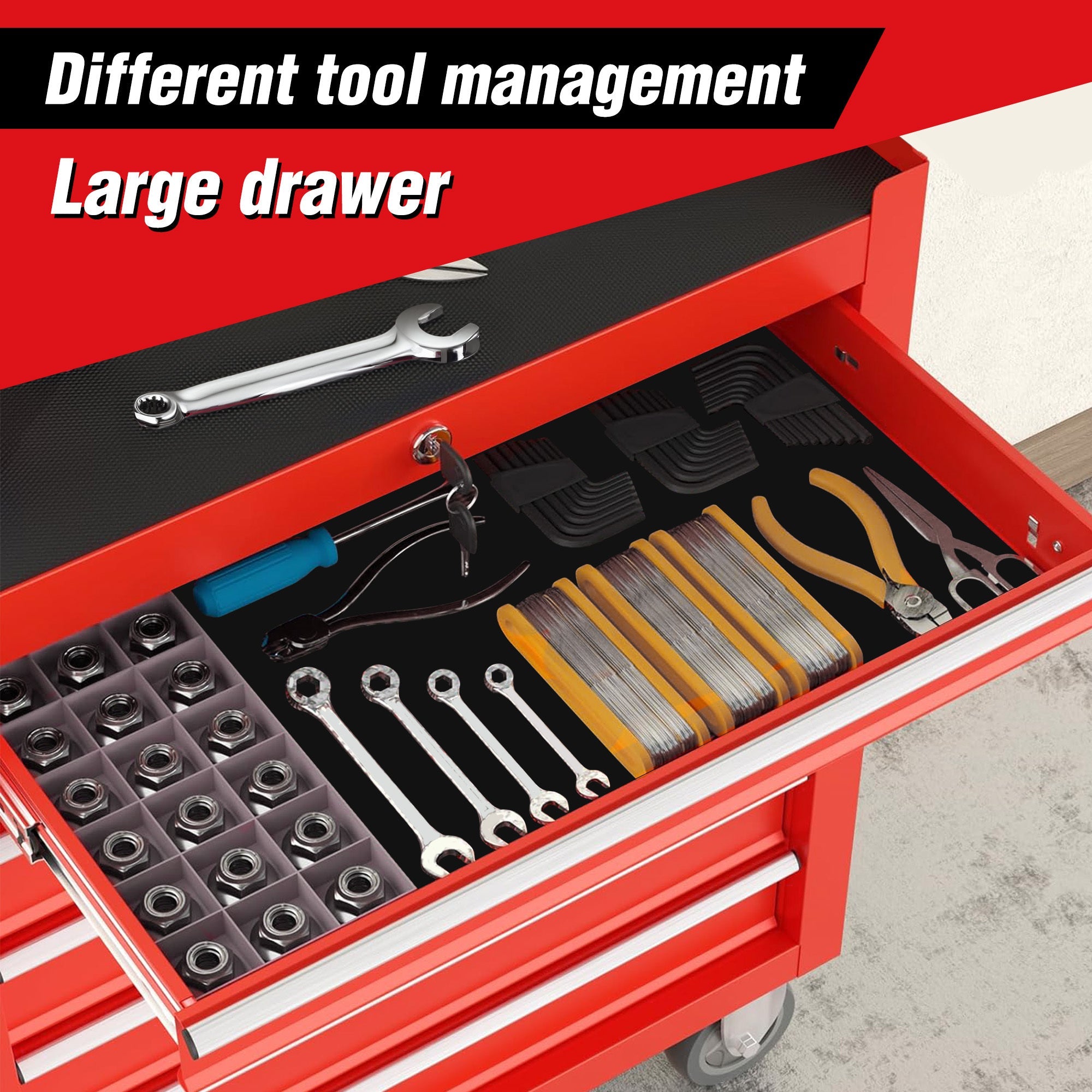 7 - Drawer Rolling Tool Chest with Wheels Multifunctional Tool Box and Storage Cabinet for Garage Workshop Repair Shop - Fab Heavy Parts