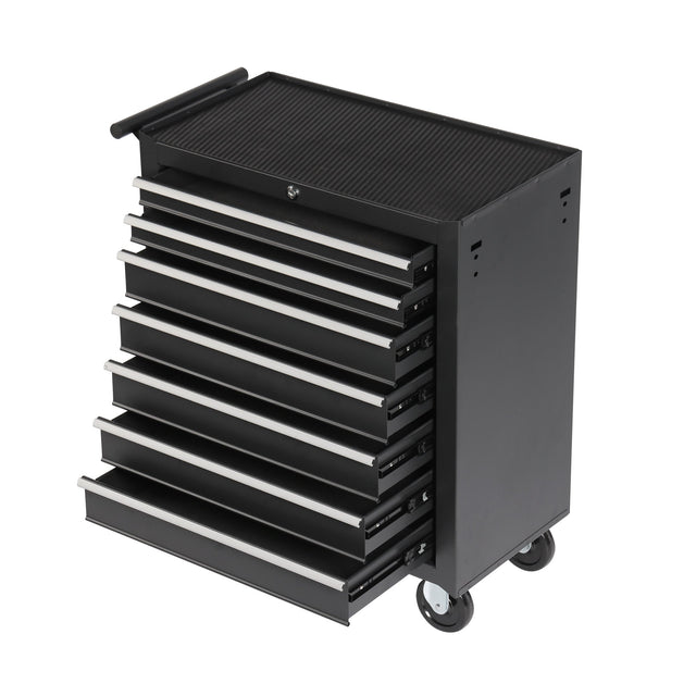 7 - Drawer Rolling Tool Chest with Wheels Multifunctional Tool Cart Storage Cabinet - Black - Fab Heavy Parts