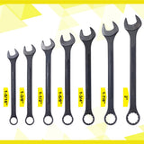 7 PCS SAE Jumbo Combination Wrench Set Extra Large SAE 1-5/16", 1-3/8", 1-1/2", 1-5/8", 1-3/4", 1-7/8", 2", Black Oxide with Storage Bag - Fab Heavy Parts