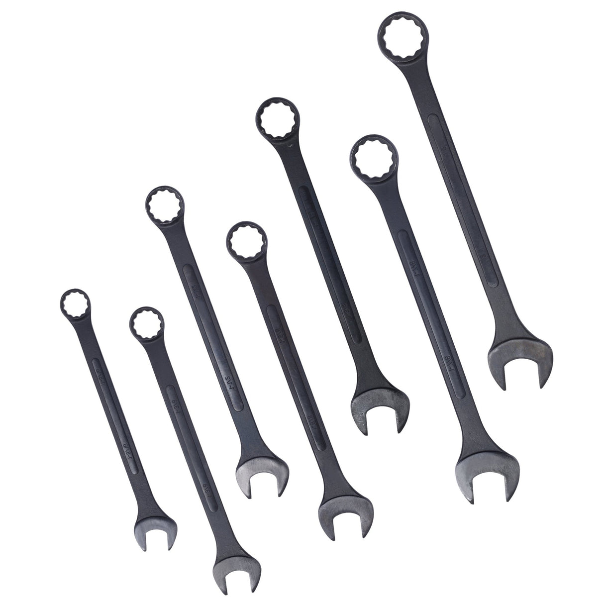 7 PCS SAE Jumbo Combination Wrench Set Extra Large SAE 1-5/16", 1-3/8", 1-1/2", 1-5/8", 1-3/4", 1-7/8", 2", Black Oxide with Storage Bag - Fab Heavy Parts