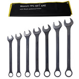 7 PCS SAE Jumbo Combination Wrench Set Extra Large SAE 1-5/16", 1-3/8", 1-1/2", 1-5/8", 1-3/4", 1-7/8", 2", Black Oxide with Storage Bag - Fab Heavy Parts