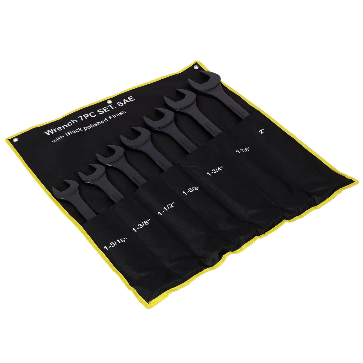 7 PCS SAE Jumbo Combination Wrench Set Extra Large SAE 1-5/16", 1-3/8", 1-1/2", 1-5/8", 1-3/4", 1-7/8", 2", Black Oxide with Storage Bag - Fab Heavy Parts