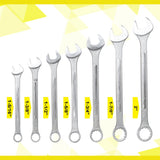 7 PCS SAE Jumbo Combination Wrench Set Extra Large, SAE 1-5/16", 1-3/8", 1-1/2", 1-5/8", 1-3/4", 1-7/8", 2" - Chrome Plated - Fab Heavy Parts